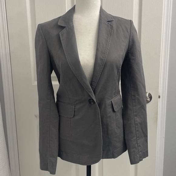 Women’s Mexx Cotton Blend Blazer 2 Pockets Fitted Grey Sz 38 - Picture 4 of 12
